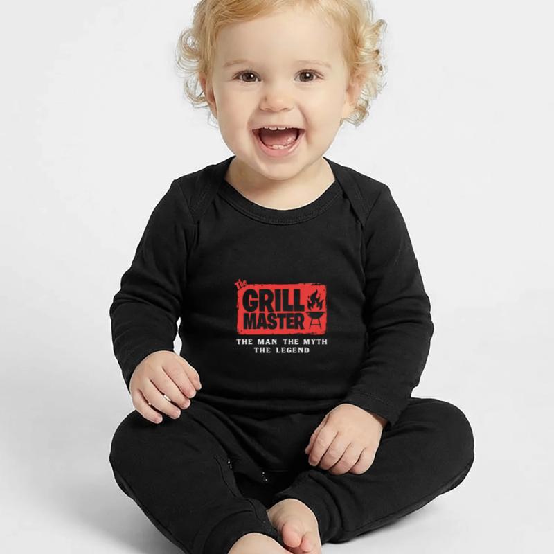 The Grillmaster BBQ Grilling Cult Saying Baby Organic Romper