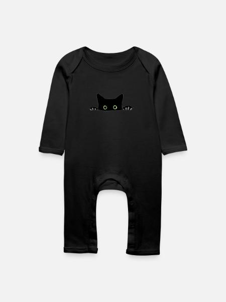 Katze - Baby Bio Strampler - Schwarz