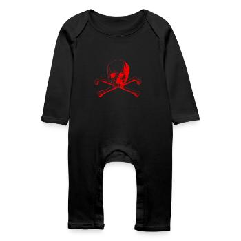 Skull with crossed bones in red - Baby Organic Romper - black - Front