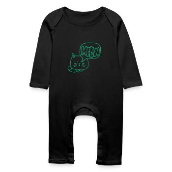 Cute Cat Comic Speech Bubble Meow Meow Cartoon Fun - Baby Organic Romper - black - Front