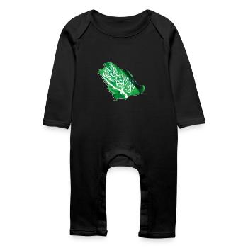 Saudi Arabia Flag in Saudi Arabia Map - Baby Organic Romper - black - Front