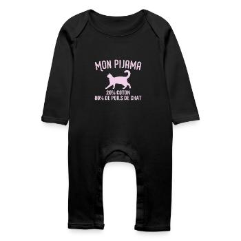 Humorous Cat Hair Pajamas - Baby Organic Romper - black - Front