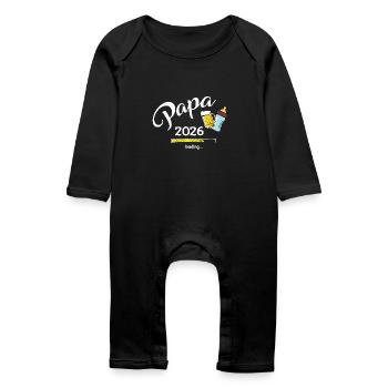 Papa 2026 Loading Gamer Werdender Papa - Baby Bio Strampler - Schwarz - Vorne