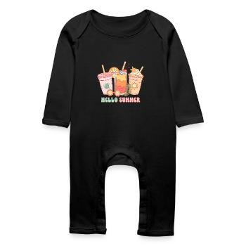 Summer Vibes Lake Nature Flora Art Flowers Sea - Baby Organic Romper - black - Front