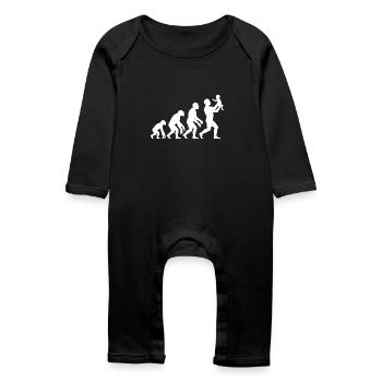 Evolution vom Affen zum Vater - Baby Bio Strampler - Schwarz - Vorne