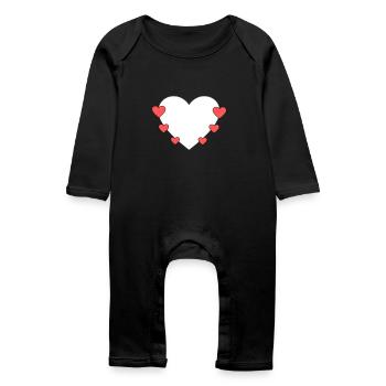 Cœur avec de petits cœurs - Grenouillère bio Bébé - noir - Devant