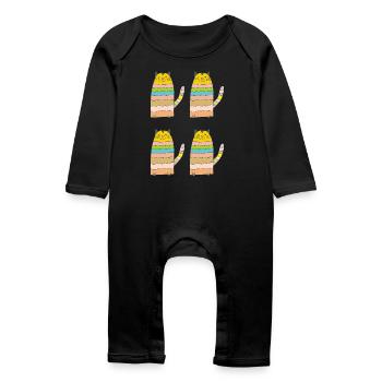 Cat curls quadruple - Baby Organic Romper - black - Front