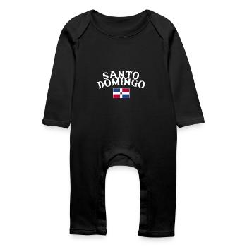 Drapeau dominicain de Santo Domingo Dom Rep - Grenouillère bio Bébé - noir - Devant