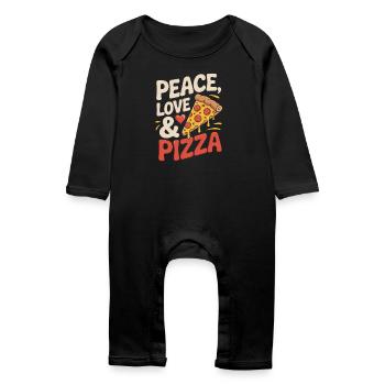 Peace, Love & Pizza - Baby Organic Romper - black - Front