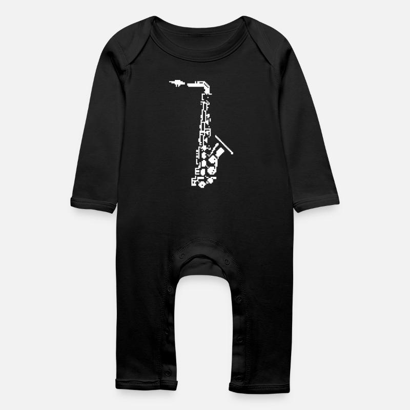 Saxophone Pixel Art - Grenouillère bio Bébé - noir