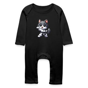 Karaté Cat Arts Martiaux Entraînement d’Arts Martiaux - Grenouillère bio Bébé - noir - Devant