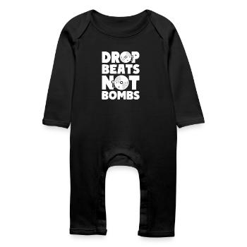 Drop Beats Not Bombs House Musique Techno - Grenouillère bio Bébé - noir - Devant