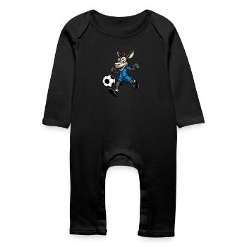 Football à âne (bleu) - Grenouillère bio Bébé - noir - Devant
