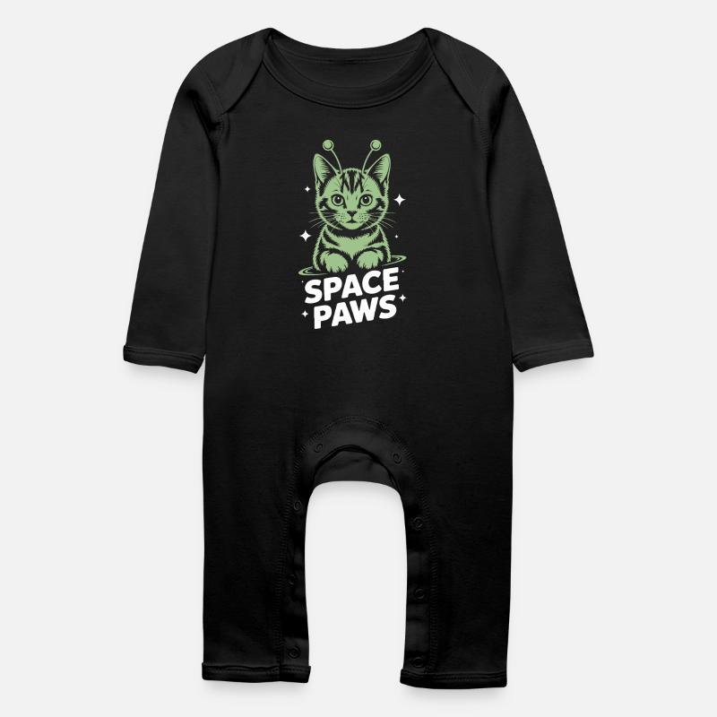 Chat Spatial Pattes Astrales - Grenouillère bio Bébé - noir