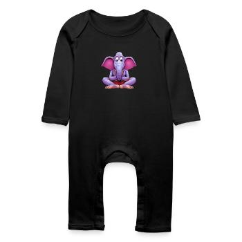 Éléphant Yogi - Grenouillère bio Bébé - noir - Devant