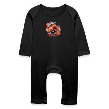 Autumn koi fish at sunset - Baby Organic Romper - black - Front