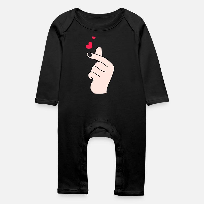 Finger hearts 2 - Baby Organic Romper - black