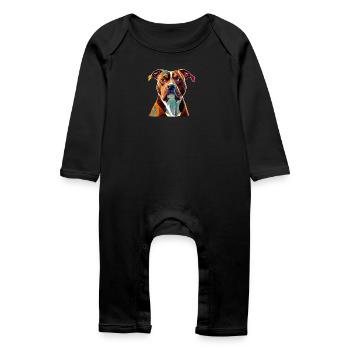 American Staffordshire Terrier Dog - Baby Organic Romper - black - Front