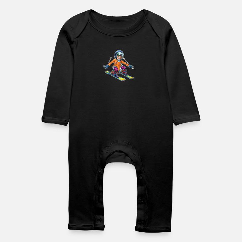 Petit bébé skieur 2 - Grenouillère bio Bébé - noir