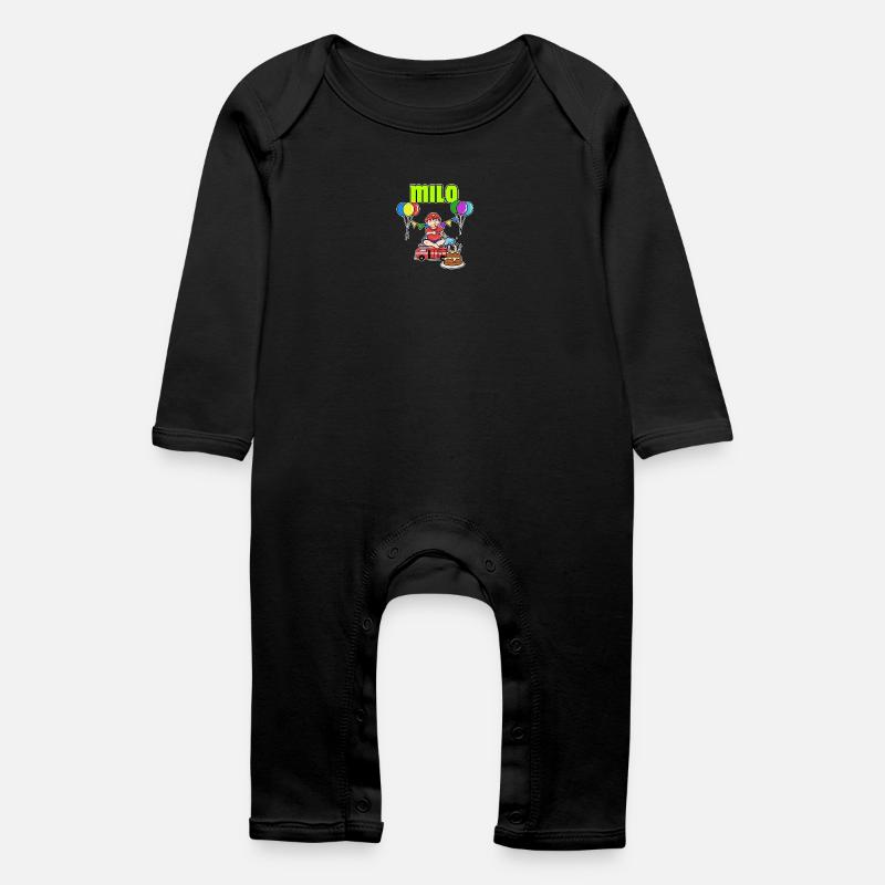 cadeau sapeurs-pompiers Milo - Grenouillère bio Bébé - noir