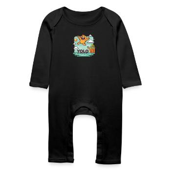 Design "Leap of Joy" YOLO - Baby Organic Romper - black - Front