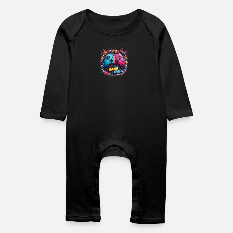 Chemise de manette rétro Game Over - Grenouillère bio Bébé - noir