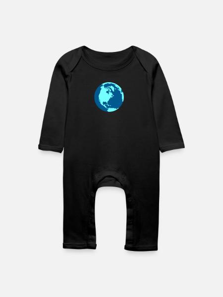 Weltkugel - Baby Bio Strampler - Schwarz