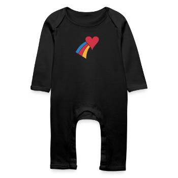 Coeur Arc-en-Ciel - Grenouillère bio Bébé - noir - Devant