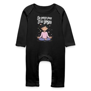 Je peux pas j'ai yoga - Grenouillère bio Bébé - noir - Devant