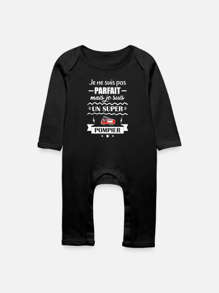 Super Firefighter Fire Hero Feuerwehrauto - Baby Bio Strampler - Schwarz