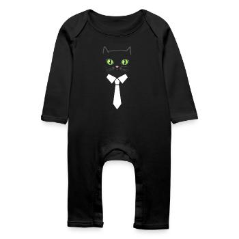 Business cat - Baby Organic Romper - black - Front