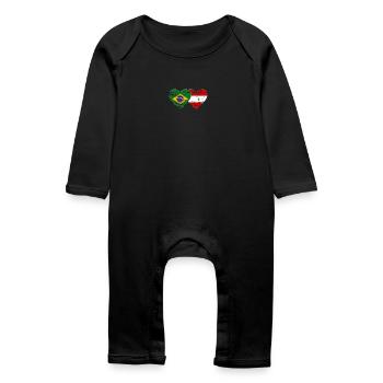 Brésil Autriche drapeau coeur utilisé - Grenouillère bio Bébé - noir - Devant