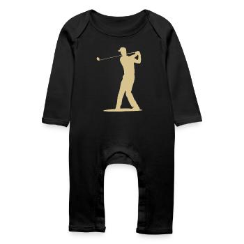 Golfer Tee Silhouette - Men's Design - Baby Organic Romper - black - Front