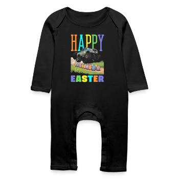 Frohe Ostern Süßer Osterhase Eiersuche Ostereier - Baby Bio Strampler - Schwarz - Vorne