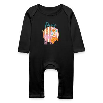 Paris Arc in Postcard Lumière - Baby Organic Romper - black - Front
