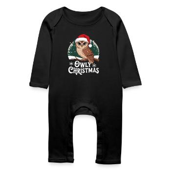 hibou hibou hibou noël pull drôle - Grenouillère bio Bébé - noir - Devant