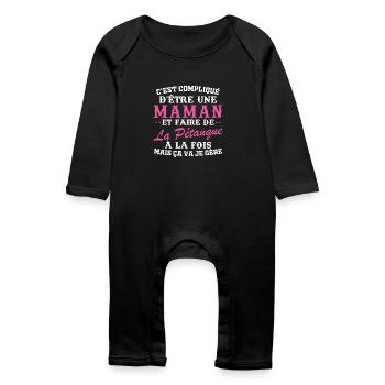 Maman et pétanque - Grenouillère bio Bébé - noir - Devant