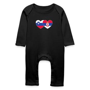 Slovénie Serbie Drapeau Cœur - Grenouillère bio Bébé - noir - Devant