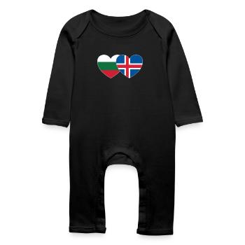 Bulgarie Islande Drapeau Coeur - Grenouillère bio Bébé - noir - Devant