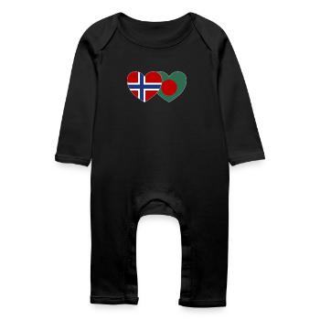 Norway Bangladesh Flag Heart - Baby Organic Romper - black - Front