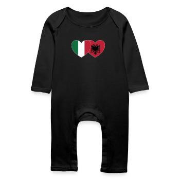 Italie Albanie Flag Coeur - Grenouillère bio Bébé - noir - Devant