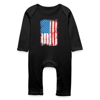 USA Patriotic Clarinetist - Baby Organic Romper - black - Front