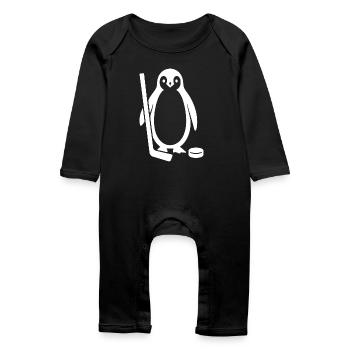 Minimalistischer Pinguin Eishockeyspieler  - Baby Organic Romper - black - Front