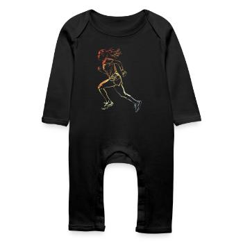 Runner Drawing Retro Style - Baby Organic Romper - black - Front