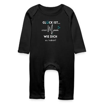 Glück ist, einen Mann wie Dich zu haben - Baby Bio Strampler - Schwarz - Vorne