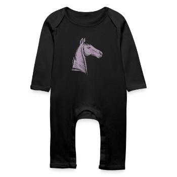 Silhouette minimaliste de portrait de cheval - Grenouillère bio Bébé - noir - Devant