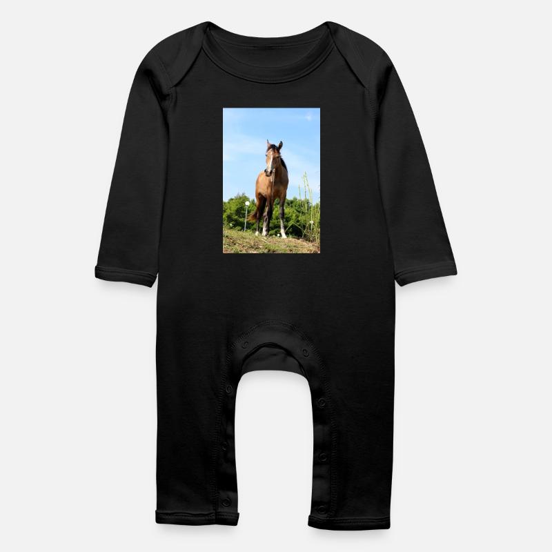 Affiche Cheval Cheval - Grenouillère bio Bébé - noir