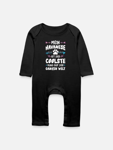 havanese hund spruch - Baby Bio Strampler - Schwarz