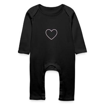 Pink Neon Heart Outline - Baby Organic Romper - black - Front