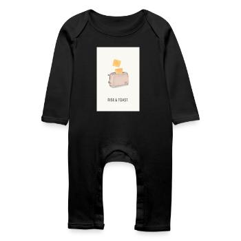 Lever et griller – Dicton drôle de cuisine - Grenouillère bio Bébé - noir - Devant